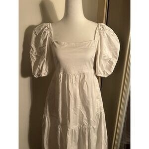 Willow Margot Puff Sleeve Milkmaid Midi Dress Cottagecore Boho Coquette Wedding